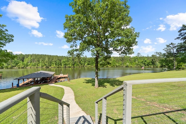 2122 Harbour Point Dr, Sparta, GA 31087 - water view with a boat dock, a forest, and boat lift