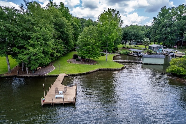 102 E Montego Ct, Milledgeville, GA 31061 - dock area with a water view, a yard, and view of scattered trees