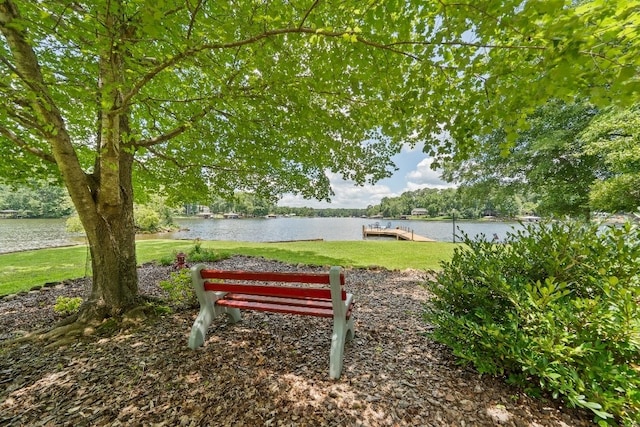 102 E Montego Ct, Milledgeville, GA 31061 - view of home's community with a water view, a boat dock, and a lawn