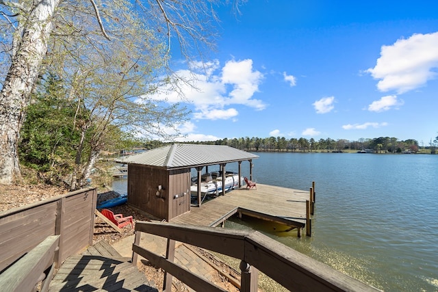 dock area featuring a water view
