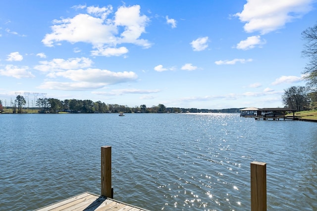 dock area featuring a water view