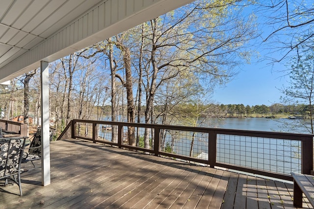 deck with a water view