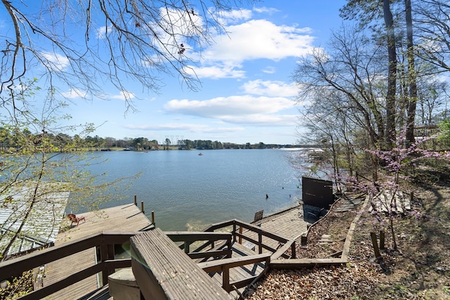 view of water feature featuring a dock