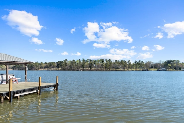 dock area featuring a water view