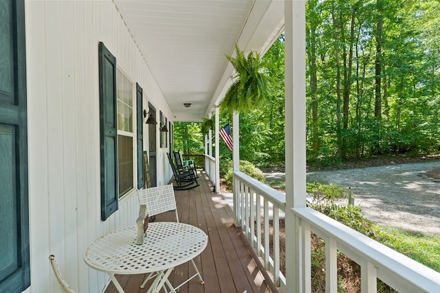 deck with covered porch