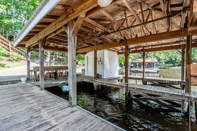 view of dock featuring a water view