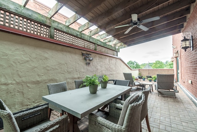 view of patio with ceiling fan