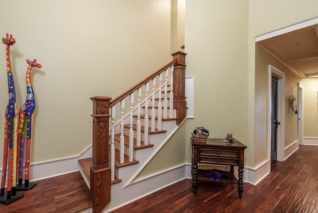 stairs with wood-type flooring