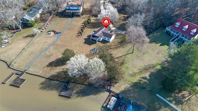 bird's eye view featuring a water view