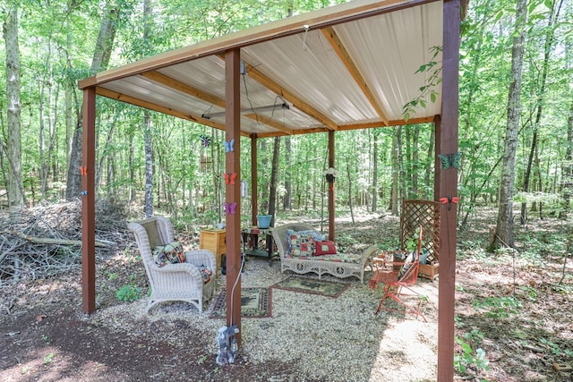 287 Napier Rd, Eatonton, GA 31024 - view of patio with a wooded view
