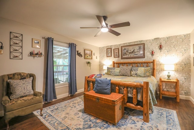 287 Napier Rd, Eatonton, GA 31024 - bedroom with baseboards, wood finished floors, and ceiling fan