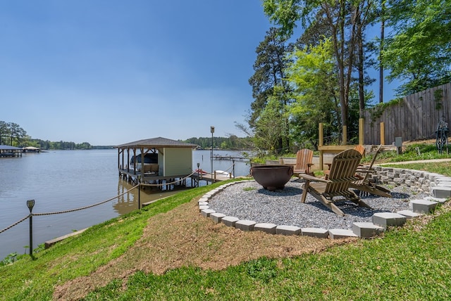 116 Island Dr, Milledgeville, GA 31061 - dock with boat lift, fence, and a water view