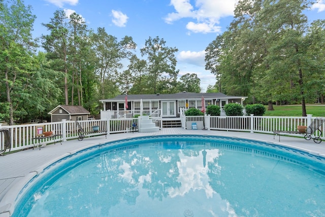 view of pool with a deck