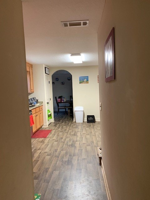 1683 Sara Hunter Ln, Milledgeville, GA 31061 - corridor featuring arched walkways and light wood-style floors