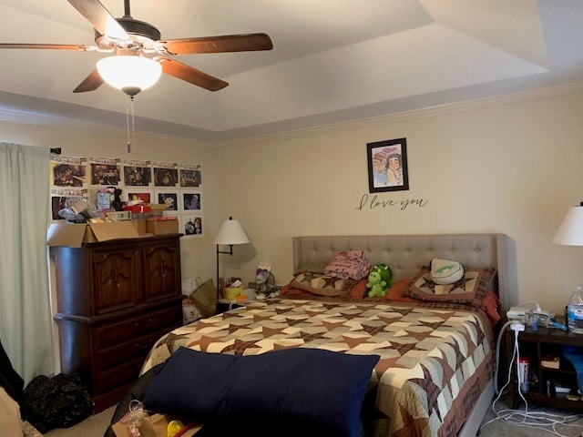 1683 Sara Hunter Ln, Milledgeville, GA 31061 - bedroom featuring a tray ceiling, crown molding, and ceiling fan
