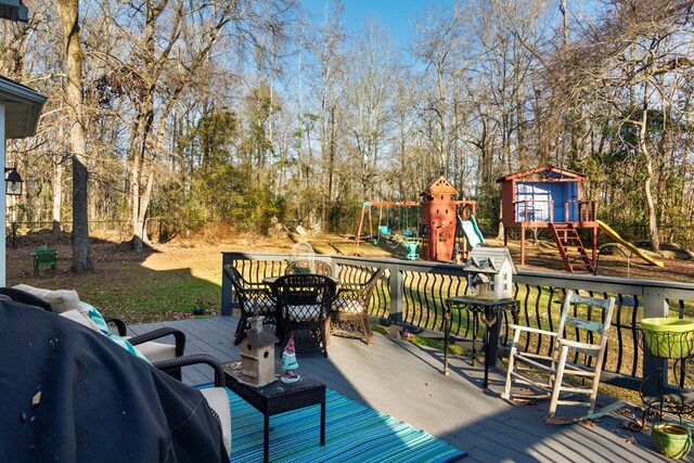 view of jungle gym with a yard