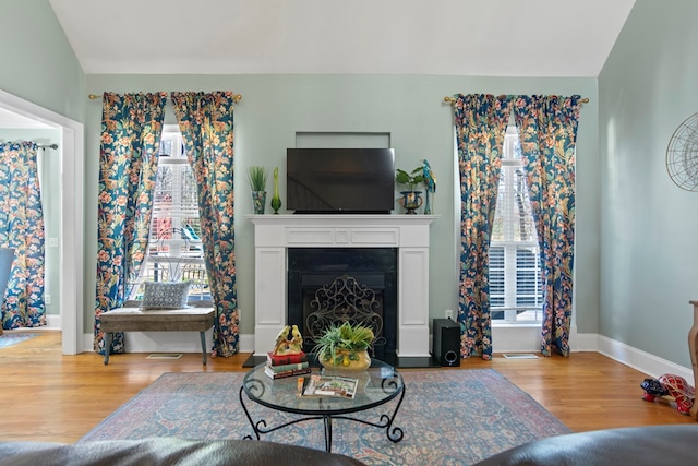 living room with a healthy amount of sunlight and light wood-type flooring