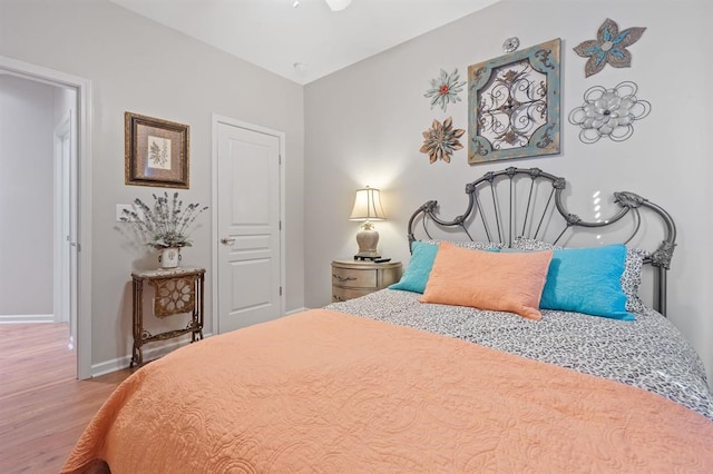 bedroom featuring light wood-type flooring