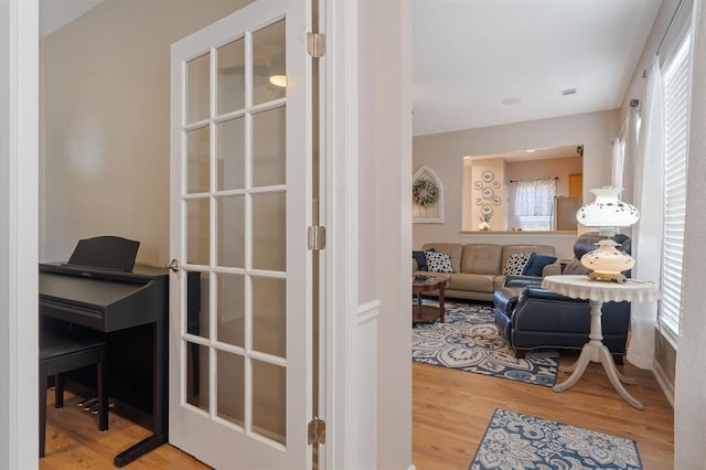 office space featuring hardwood / wood-style flooring