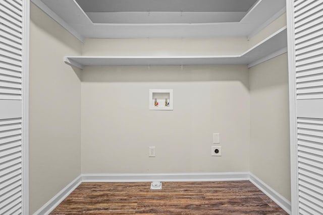 laundry room featuring washer hookup, laundry area, dark wood finished floors, and electric dryer hookup