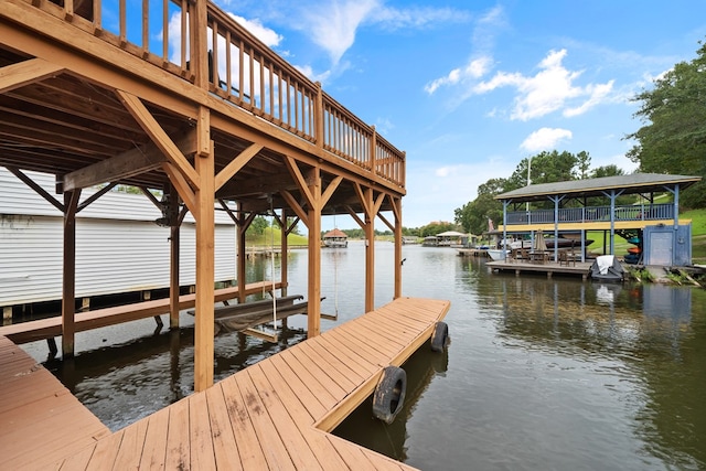 view of dock featuring a water view