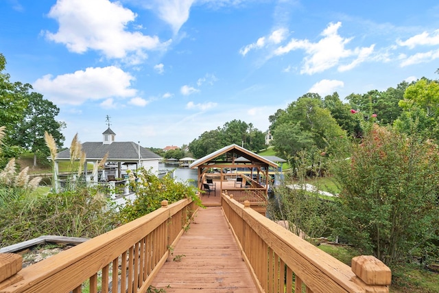 dock area featuring a water view