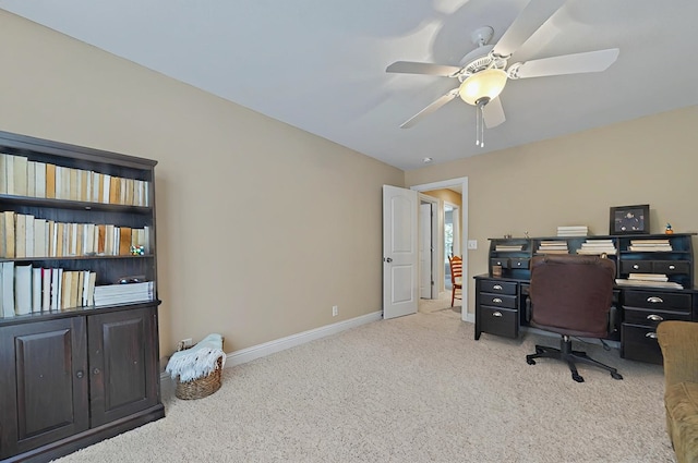 229 Old Plantation Trl, Milledgeville, GA 31061 - carpeted home office with baseboards and a ceiling fan