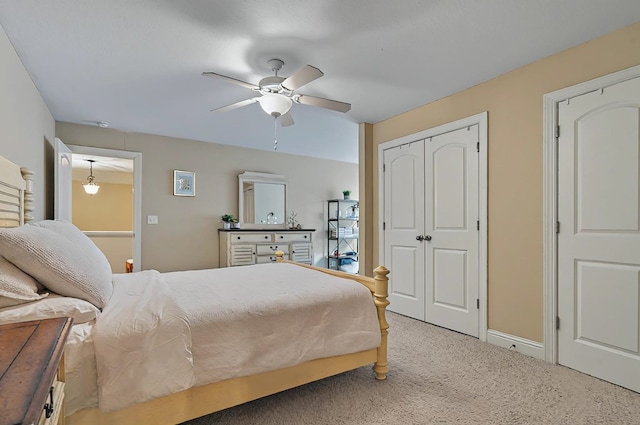229 Old Plantation Trl, Milledgeville, GA 31061 - bedroom with a closet, baseboards, light carpet, and a ceiling fan