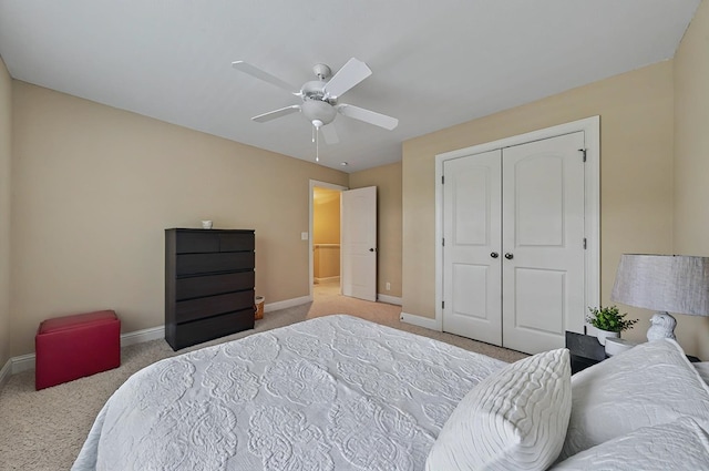 229 Old Plantation Trl, Milledgeville, GA 31061 - bedroom featuring baseboards, ceiling fan, carpet, and a closet