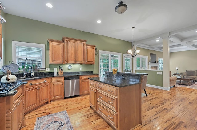 229 Old Plantation Trl, Milledgeville, GA 31061 - kitchen featuring recessed lighting, stainless steel dishwasher, light wood-type flooring, and a sink