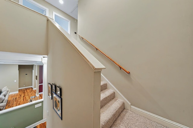 229 Old Plantation Trl, Milledgeville, GA 31061 - staircase featuring baseboards and wood finished floors