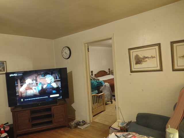 living room with light hardwood / wood-style flooring