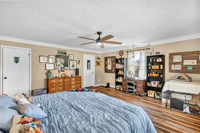 100 Cross Plains Hulett Rd, Carrollton, GA 30016 - bedroom featuring crown molding, a textured ceiling, and wood finished floors