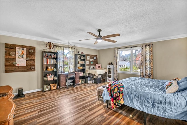 100 Cross Plains Hulett Rd, Carrollton, GA 30016 - bedroom featuring baseboards, a textured ceiling, wood finished floors, and crown molding