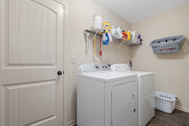 167 NW Old Plantation Trl, Milledgeville, GA 31061 - washroom with washer and dryer and dark wood finished floors