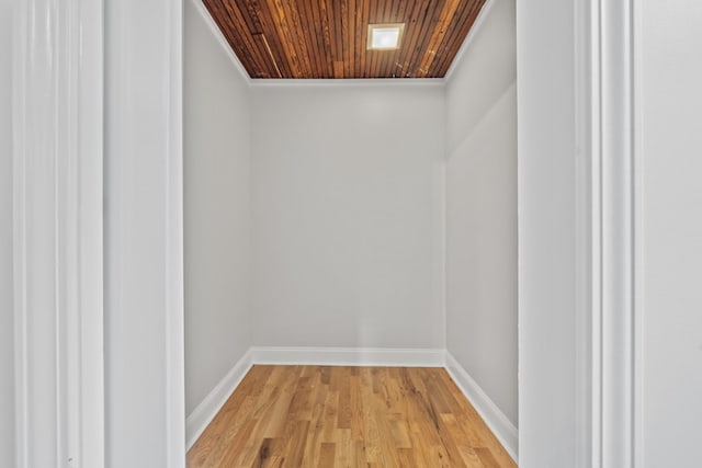 room details with hardwood / wood-style flooring and wood ceiling