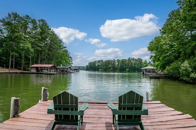 dock area featuring a water view