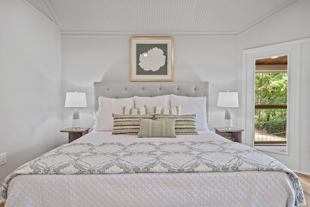 bedroom featuring crown molding