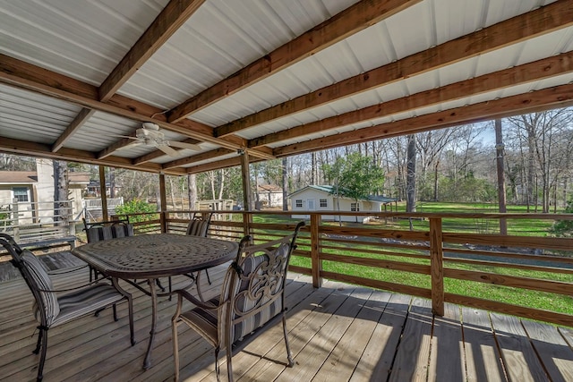 110 Westminster Dr, Eatonton, GA 31024 - deck featuring outdoor dining area and ceiling fan
