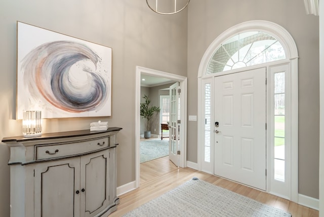 entrance foyer with light hardwood / wood-style flooring