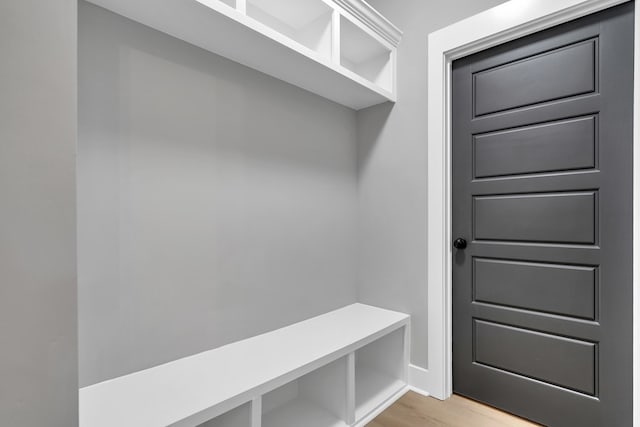 mudroom featuring light hardwood / wood-style flooring