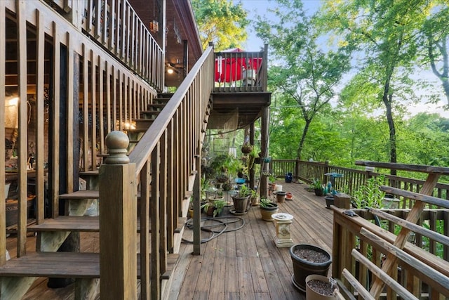 wooden terrace with stairway