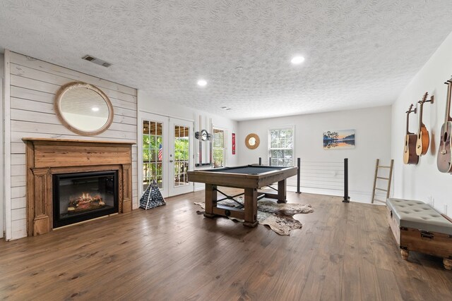 111 Southlake Dr, Eatonton, GA 31024 - recreation room featuring french doors, a textured ceiling, visible vents, and billiards