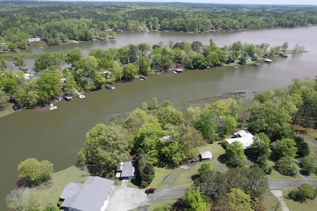 111 Southlake Dr, Eatonton, GA 31024 - drone / aerial view featuring a forest view and a water view