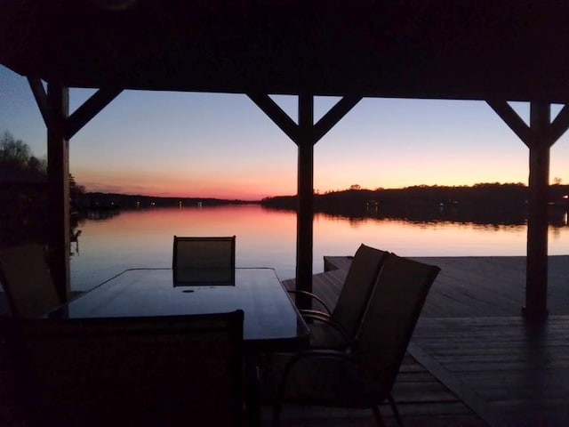 view of dock featuring a water view