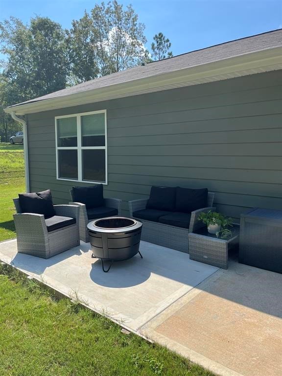 view of patio featuring an outdoor living space