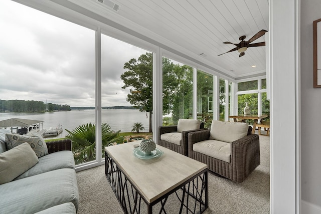202 Jackson Rd, Milledgeville, GA 31061 - sunroom with a water view and carpet flooring
