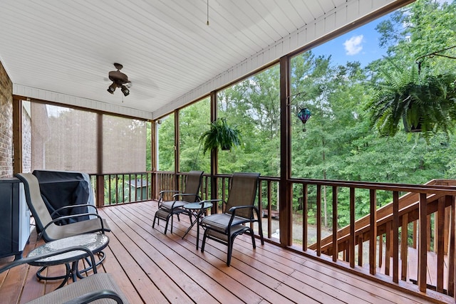 411 Rockville Rd, Eatonton, GA 31024 - sunroom / solarium featuring ceiling fan