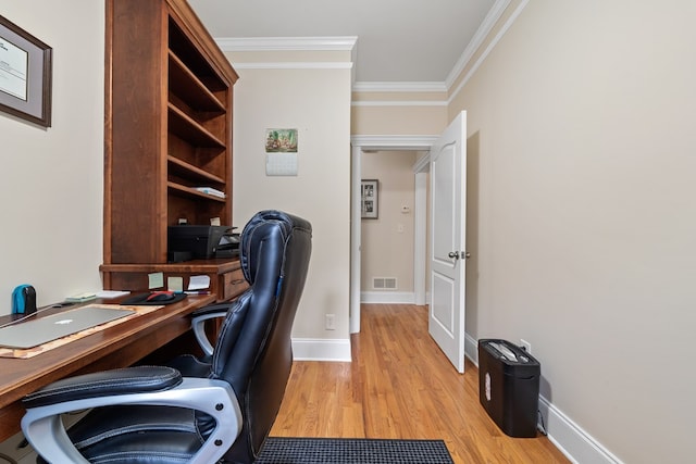 411 Rockville Rd, Eatonton, GA 31024 - office featuring ornamental molding and light wood-type flooring