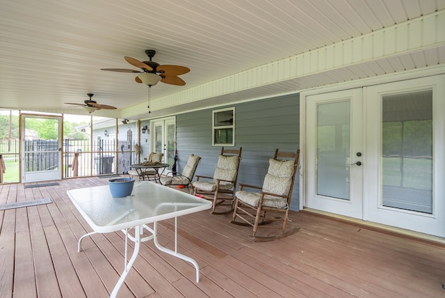 220 Pitts Chapel Rd, Newborn, GA 30056 - sunroom / solarium featuring a ceiling fan and french doors